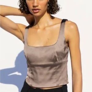 Aritzia Wilfred Shine Bustier Satin Top